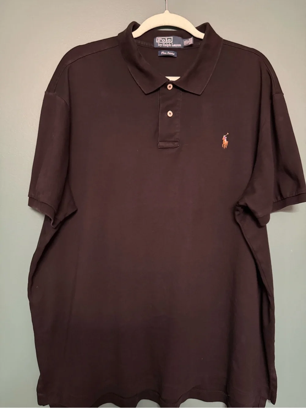 Polo Ralph Lauren Black Polo Shirt XXL Custom Fit Short Sleeve Embroidered Pony